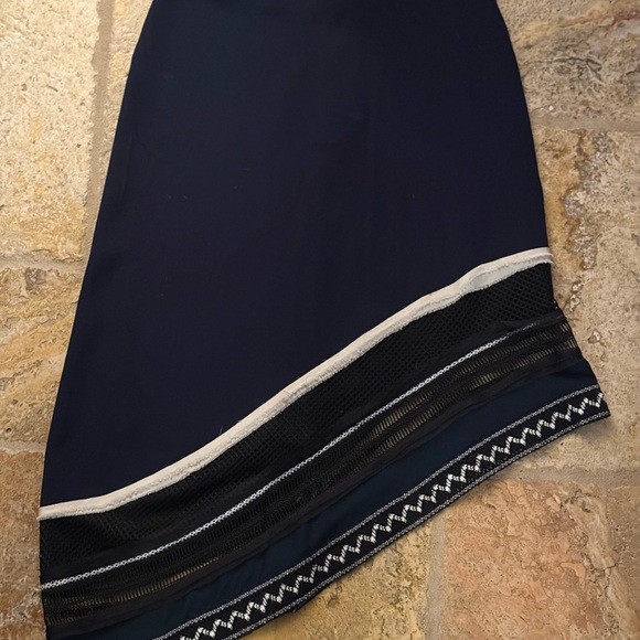 Jonathan Simkhai Navy Asymmetrical Hem Skirt Sz 4 - Picture 4 of 6
